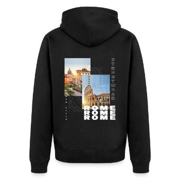 Rom Rome Italien Stadt Skyline Heimat Liebe - Unisex Premium Bio Zip Hoodie - Schwarz - Hinten - Nico (187cm)