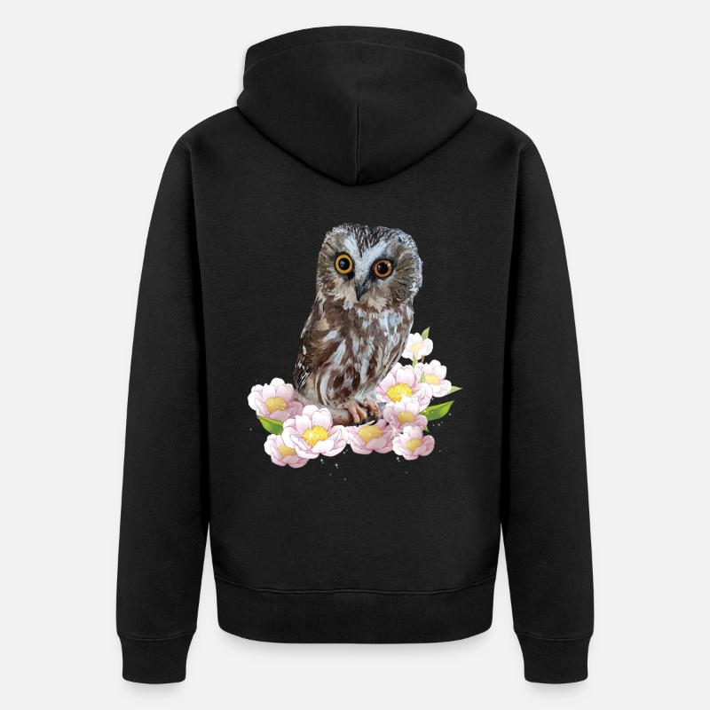 Nördliche Eule - Unisex Premium Bio Zip Hoodie - Schwarz