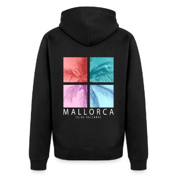 Mallorca Sommer Sonne Strand Meer Palmen Urlaub - Unisex Premium Bio Zip Hoodie - Schwarz - Hinten - Nico (187cm)