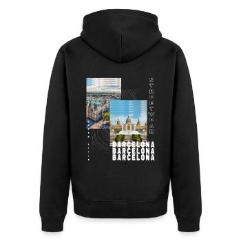 Barcelona Spanien Stadt Skyline Urlaub Sommer - Unisex Premium Bio Zip Hoodie - Schwarz - Hinten - Nico (187cm)