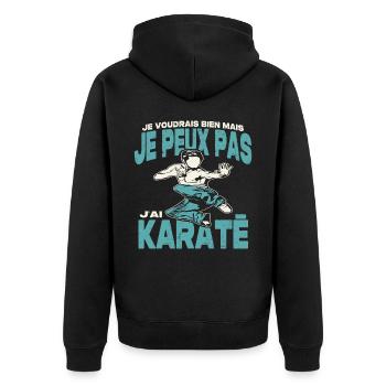 Je peux pas j'ai karaté. - Veste à capuche bio Premium Unisexe - noir - Dos - Nico (187cm)
