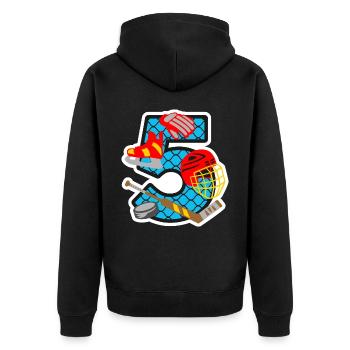 Hockey sur glace 5e anniversaire Numéro 5 - 5 ans - Veste à capuche bio Premium Unisexe - noir - Dos - Nico (187cm)