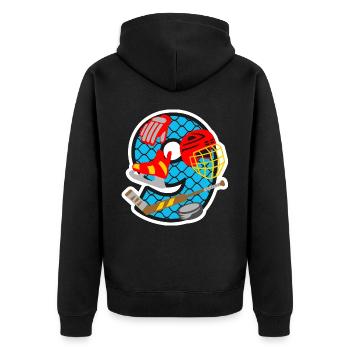 Eishockey 9. Geburtstagsparty Nummer 9 - 9 Jahre - Unisex Premium Bio Zip Hoodie - Schwarz - Hinten - Nico (187cm)