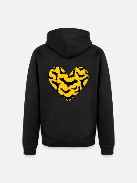 Field Mus Hjerte Bat Moon - Premium økologisk unisex-hættejakke - sort