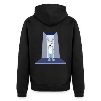 Osterhase auf dem Laufsteg - Rabbit on Display - Unisex Premium Bio Zip Hoodie - Schwarz - Hinten - Nico (187cm)