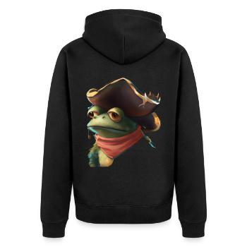 Pirate Frog Frog Pirates - Unisex Premium Organic Zip Hoodie - black - Back - Nico (187cm)