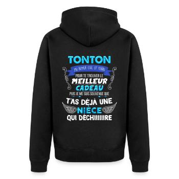 Tonton Et Nièce Qui Déchire Super Cadeau Humour - Veste à capuche bio Premium Unisexe - noir - Dos - Nico (187cm)