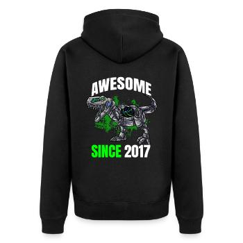 Génial depuis 2017 - 6ème anniversaire de dinosaure - Veste à capuche bio Premium Unisexe - noir - Dos - Nico (187cm)