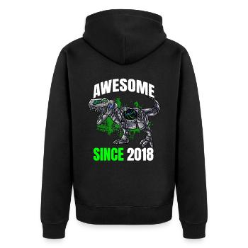 Génial depuis 2018 - 5ème anniversaire de dinosaure - Veste à capuche bio Premium Unisexe - noir - Dos - Nico (187cm)