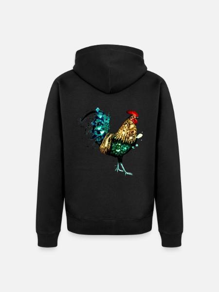 Aquarell Hahn - Unisex Premium Bio Zip Hoodie - Schwarz