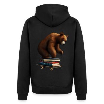 Lire l’ours sur une planche à roulettes - Veste à capuche bio Premium Unisexe - noir - Dos - Nico (187cm)