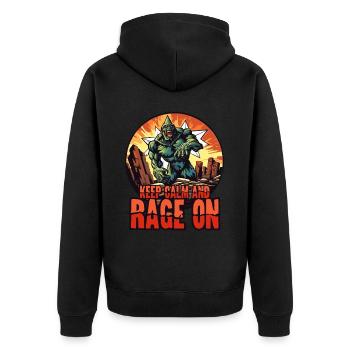 Keep calm and keep raging, monster rage - Unisex Premium Organic Zip Hoodie - black - Back - Nico (187cm)
