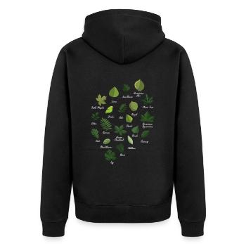 Blätter Sorten Bäume Wald Natur Pflanze - Unisex Premium Bio Zip Hoodie - Schwarz - Hinten - Nico (187cm)