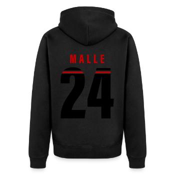Malle 24 - Unisex Premium Organic Zip Hoodie - black - Back - Nico (187cm)