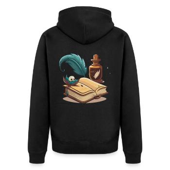 The Classic Writer - Unisex Premium Organic Zip Hoodie - black - Back - Nico (187cm)