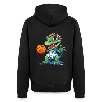 Basket-ball Dinosaure T-Rex Joueur Sports Cartoon - Veste à capuche bio Premium Unisexe - noir - Dos - Nico (187cm)