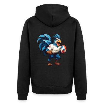 Rugby France Rooster Rugby Ball Player Sports Fan - Unisex Premium Organic Zip Hoodie - black - Back - Nico (187cm)