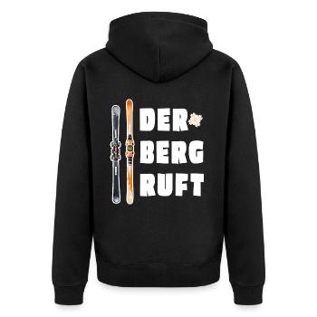 Der Berg ruft - Ski fahren Skiurlaub Piste Schnee - Unisex Premium Bio Zip Hoodie - Schwarz - Hinten - Nico (187cm)