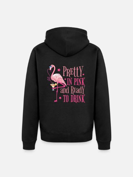 Flamingo JGA Party Pretty In Pink Klar til å drikke - Premium økologisk unisex-hettejakke - svart