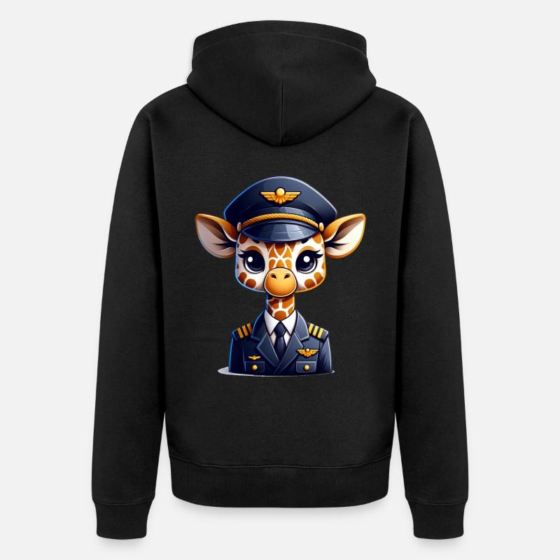 Pilote de girafe mignon - Veste à capuche bio Premium Unisexe - noir