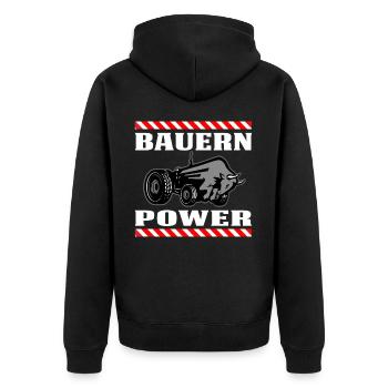 Bauern Power - Unisex Premium Bio Zip Hoodie - Schwarz - Hinten - Nico (187cm)