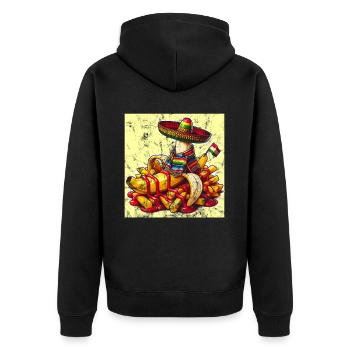 Cinco de Mayo Banane mit Ketchup und Pommes - Unisex Premium Bio Zip Hoodie - Schwarz - Hinten - Nico (187cm)