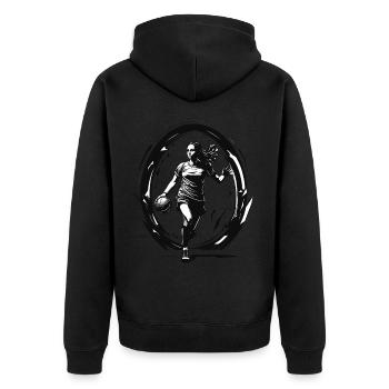 Handball player streetwear Iconic style - Unisex Premium Organic Zip Hoodie - black - Back - Nico (187cm)
