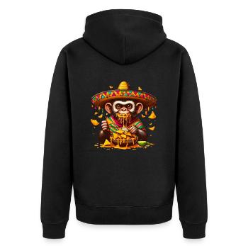 Cinco de Mayo Affe mit Nachos - Unisex Premium Bio Zip Hoodie - Schwarz - Hinten - Nico (187cm)