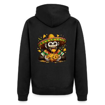 Cinco de Mayo Affe mit Nachos - Unisex Premium Bio Zip Hoodie - Schwarz - Hinten - Nico (187cm)