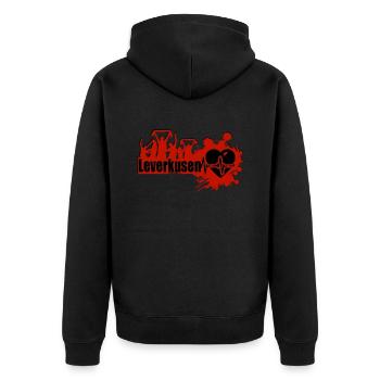 Leverkusen Fan - Unisex Premium Bio Zip Hoodie - Schwarz - Hinten - Nico (187cm)
