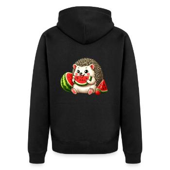 Hérisson aime la pastèque - Veste à capuche bio Premium Unisexe - noir - Dos - Nico (187cm)