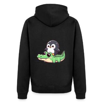 Pingouin en safari crocodile - Veste à capuche bio Premium Unisexe - noir - Dos - Nico (187cm)