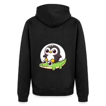 Pingouin sur crocodile - Veste à capuche bio Premium Unisexe - noir - Dos - Nico (187cm)