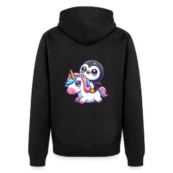 Un pingouin sur une licorne - Veste à capuche bio Premium Unisexe - noir - Dos - Nico (187cm)