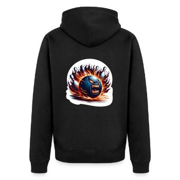 Feuer-Bowling - Unisex Premium Bio Zip Hoodie - Schwarz - Hinten - Nico (187cm)