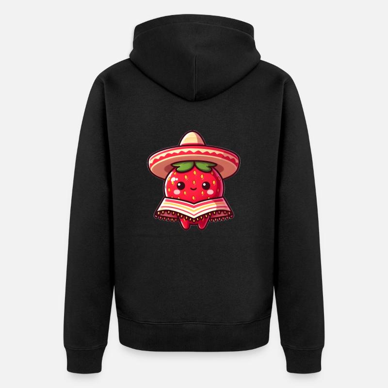 Mexikanische Erdbeere - Unisex Premium Bio Zip Hoodie - Schwarz