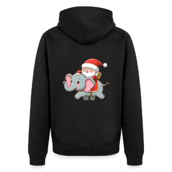 Cute Santa Claus on elephant - Unisex Premium Organic Zip Hoodie - black - Back - Nico (187cm)