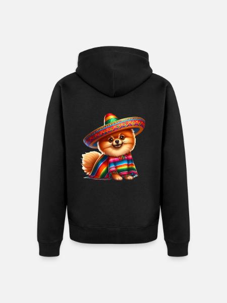 Cinco de Mayo Pomeranian - Unisex Premium Organic Zip Hoodie - black