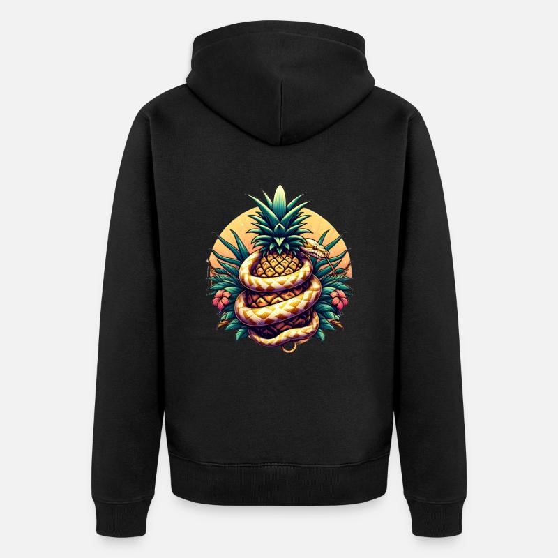 Python autour de l’ananas - Veste à capuche bio Premium Unisexe - noir