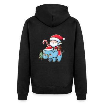 Cute Santa Claus on elephant - Unisex Premium Organic Zip Hoodie - black - Back - Nico (187cm)