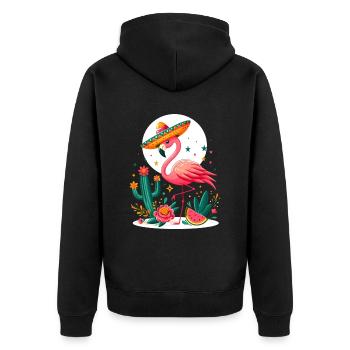 Cinco de Mayo Flamingo - Unisex Premium Organic Zip Hoodie - black - Back - Nico (187cm)