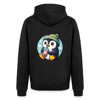 Le pingouin aime le thé à bulles - Veste à capuche bio Premium Unisexe - noir - Dos - Nico (187cm)