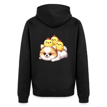 Poussin mignon sur un poméranien - Veste à capuche bio Premium Unisexe - noir - Dos - Nico (187cm)
