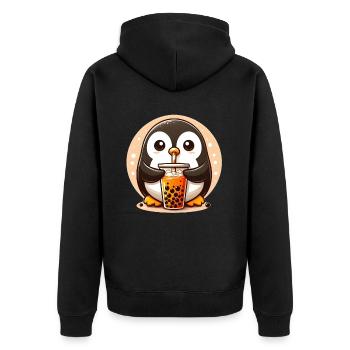 Le pingouin aime le thé à bulles - Veste à capuche bio Premium Unisexe - noir - Dos - Nico (187cm)