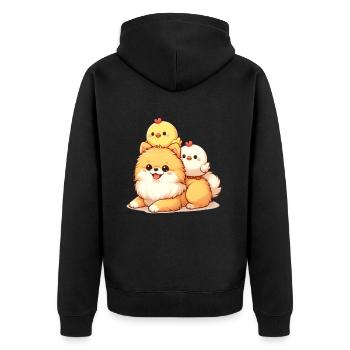 Poussin mignon sur un poméranien - Veste à capuche bio Premium Unisexe - noir - Dos - Nico (187cm)