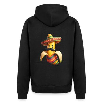 Cinco de Mayo Banane mit Schnurrbart - Unisex Premium Bio Zip Hoodie - Schwarz - Hinten - Nico (187cm)