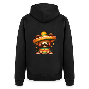 Cinco de Mayo Bear with Mustache - Unisex Premium Organic Zip Hoodie - black - Back - Nico (187cm)