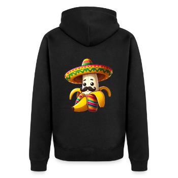 Cinco de Mayo Banane mit Schnurrbart - Unisex Premium Bio Zip Hoodie - Schwarz - Hinten - Nico (187cm)