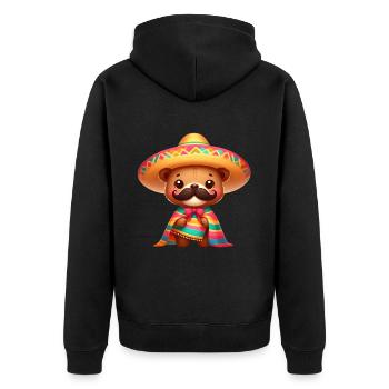 Cinco de Mayo Bear with Mustache - Unisex Premium Organic Zip Hoodie - black - Back - Nico (187cm)