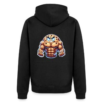Muscular Cookie - Unisex Premium Organic Zip Hoodie - black - Back - Nico (187cm)
